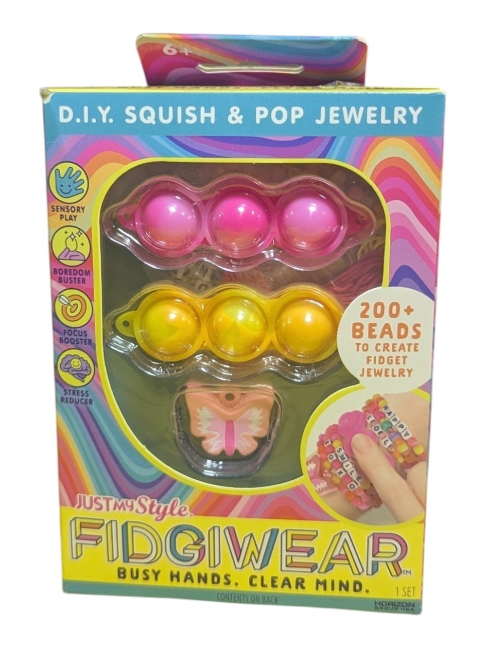 FidgiWear DIY Squish & Pop Jewelry - Pink & Yellow